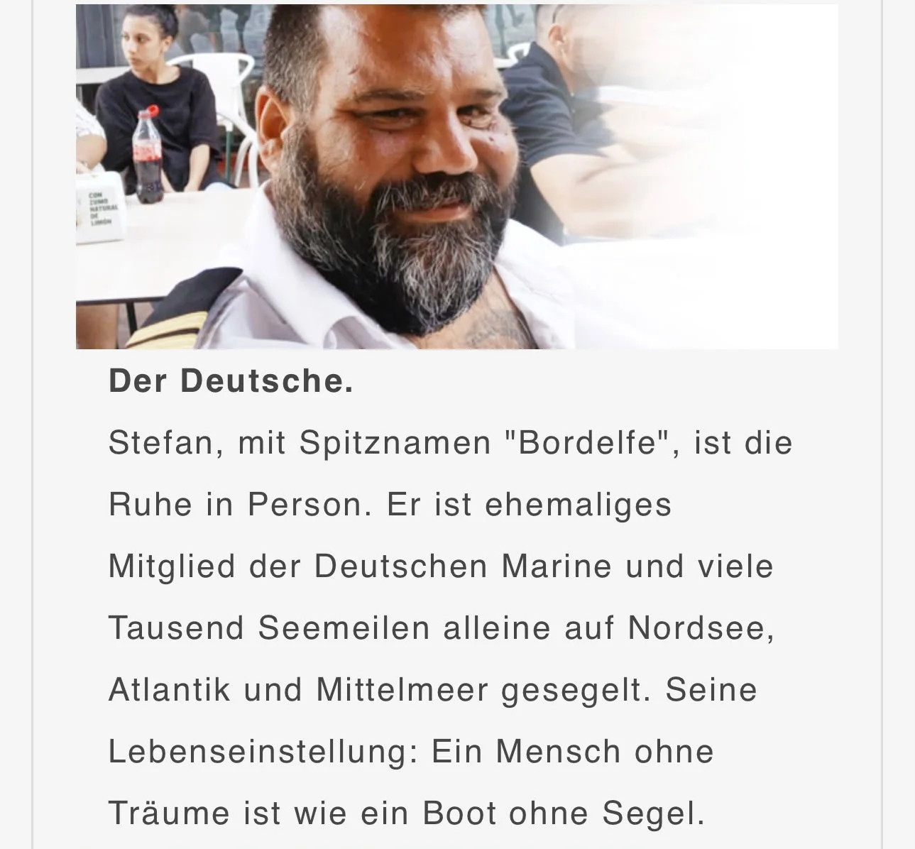 Frühere Porträtaufnahme von Stefan vor der Kollision